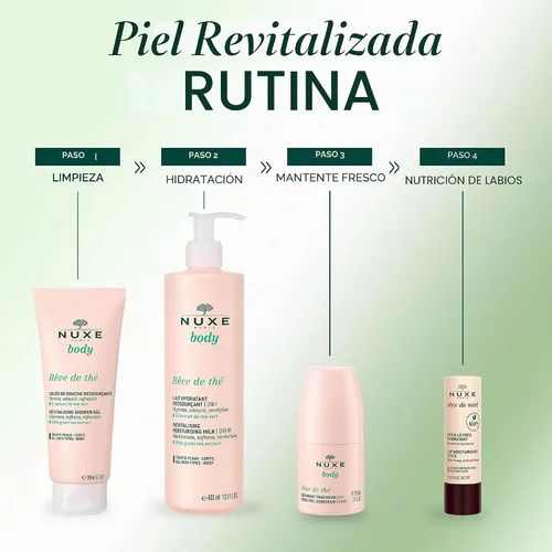 Vista 6 de NUXE Desodorante enrollable sin aluminio con té verde, rodillo natural de protección contra olores y sudor las 24 horas, comodidad de secado rápido