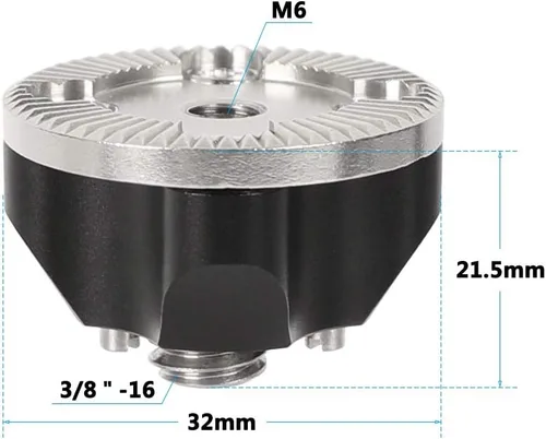 Vista 2 de CAMVATE Soporte de roseta M6 con tornillo de montaje de 3/8"-16 compatible con pasadores de localización ARRI - 2657