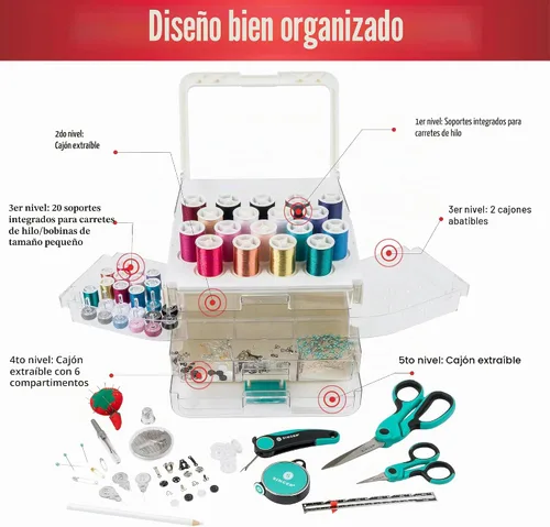Vista 7 de SINGER ProSeries Sew-It-Goes - Kit de costura y sistema de almacenamiento de 356 piezas 356-piece deluxe sewing kit with ProSeries scissors, seam