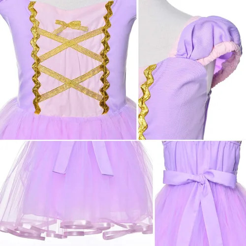 Vista 5 de Little Girls Princess Costume For Birthday Party With Headband
