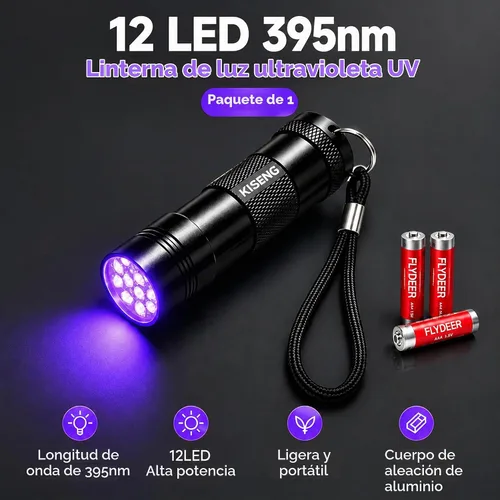 Vista 11 de 395nm UV Light Black Light Flashlight for Pet Urine Detection