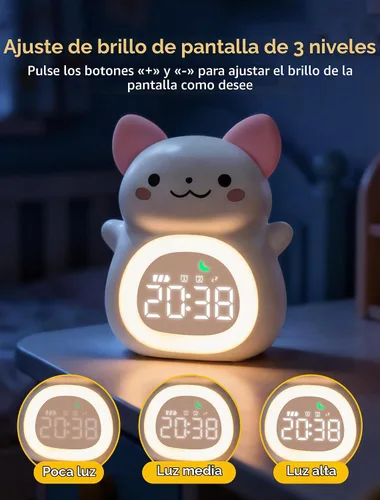 Vista 7 de MASHI Cat Kids - Reloj despertador con tiempo para despertar, entrenador de Gato