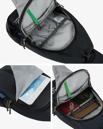 Vista 113 de Waterfly - Mochila cruzada tipo bandolera para viajes y caminatas, bolsa de pecho, Gris, talla única