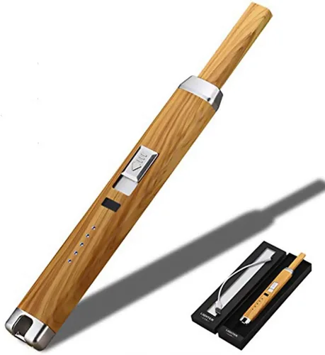 Vista 10 de Encendedor de arco de plasma recargable USB con bloqueo de seguridad, indicador de encendido, resistente al viento, negro Negro (balck)