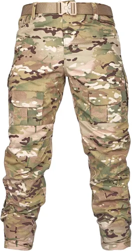 Vista 4 de AKARMY Pantalones de senderismo para hombre, pantalones cargo de camuflaje, pantalones de trabajo ligeros, pantalones casuales de viaje al aire