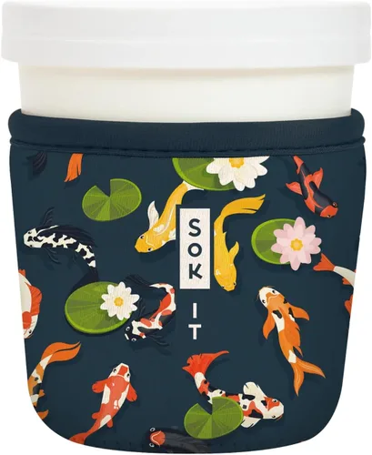 Vista 42 de Sok It IceCreamSok - Funda de neopreno aislada (flores abstractas, pintas de helado cónicas)