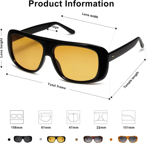 Vista 5 de SOJOS Gafas de sol polarizadas cuadradas retro de gran tamaño para mujeres y hombres gafas de sol grandes gafas de sol de diseño llamativo SJ2243