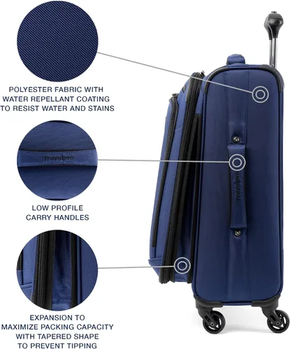 Vista 5 de Travelpro Juego de pista suave, Azul, Conjunto Runway Softside