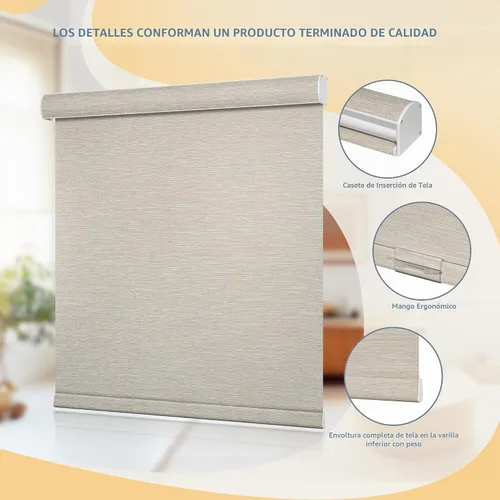 Vista 7 de Boolegon Persianas enrollables opacas para ventanas, beige, personalizadas