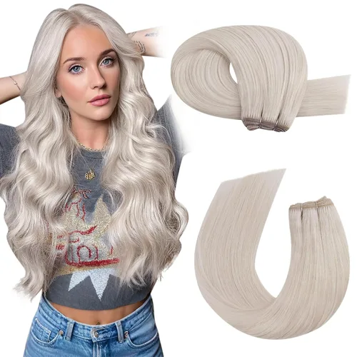 Vista 64 de Moresoo Extensiones de cabello humano real para coser, color negro natural