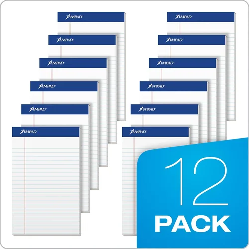 Vista 6 de Ampad Bloc de notas legales de 5 x 8, paquete de 12, rayado estrecho, papel blanco, 50 hojas por bloc de escritura, American Pad & Paper, fabricado