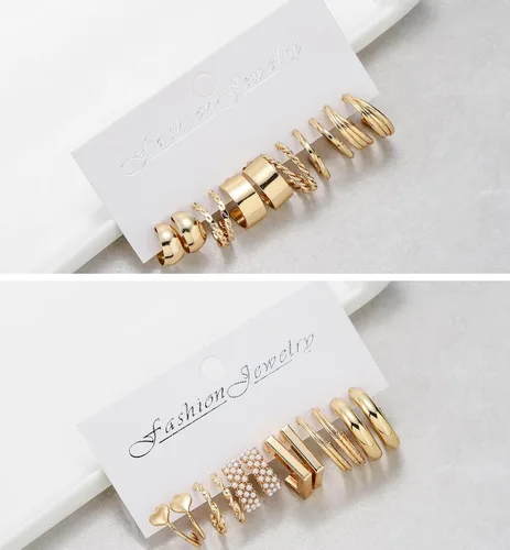 Vista 4 de 24 pares de aretes de aro para niñas y mujeres, aretes geométricos de moda, aretes de tuerca de moda, regalo de joyería para fiesta de cumpleaños