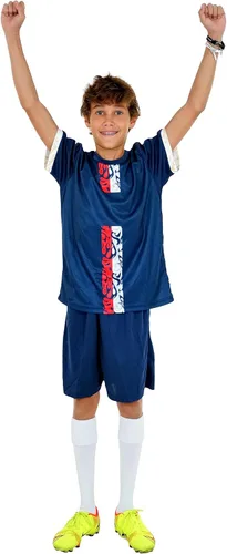 Vista 5 de PAIRFORMANCE Uniformes de fútbol para niños, camiseta deportiva de equipo y pantalones cortos para niños, ropa deportiva, unisex, de 4 a 14 años