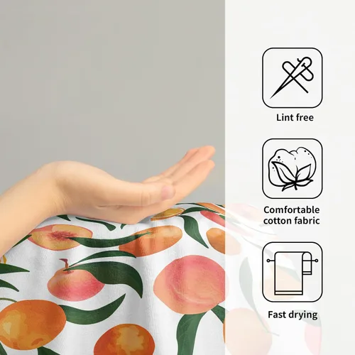 Vista 4 de Giwawa Juego de 2 toallas de mano de color naranja melocotón, toalla de cara con diseño de frutas, bonito diseño brillante y colorido, toalla facial