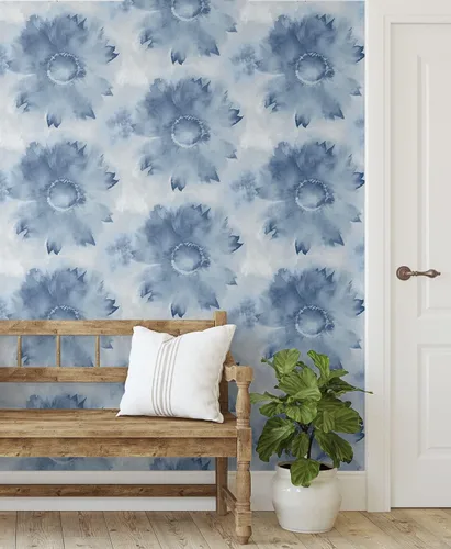 Vista 5 de NextWall Papel tapiz de acuarela con diseño de girasol