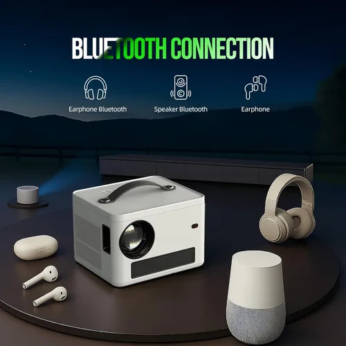 Vista 6 de Proyector con WiFi y Bluetooth, Proyector Nativo 1080P con Soporte 4K con Corrección Trapezoidal Vertical Automática, Proyector de Películas