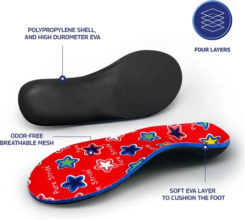 Vista 2 de Pure Stride Ortesis para niños – Plantilla de zapato y soporte para metatarsianos, arco alto, pies planos – Alivio del dolor para fascitis plantar