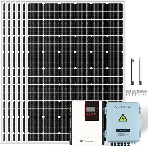 Vista 8 de Kit de panel solar de 2100 W para el hogar, 6 paneles solares monocristalinos de 350 W 24 V, controlador de carga MPPT de 100 A, montaje de soportes