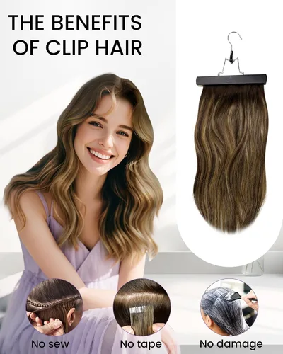 Vista 5 de LaaVoo Extensiones de cabello humano real con pinzas, extensiones de cabello humano negro azabache, extensiones de cabello liso y suave, 12