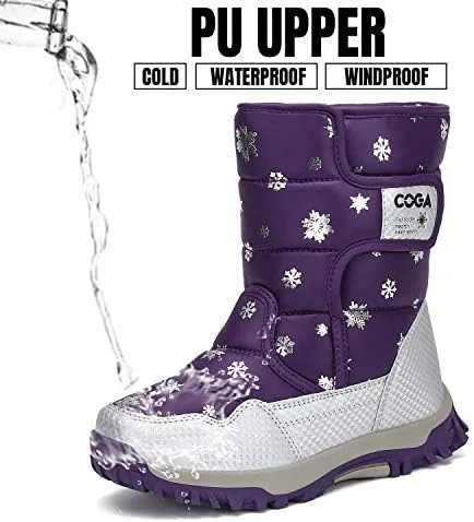 Vista 2 de Mishansha - Botas de nieve para niñas, niños niños pequeños niños grandes invierno, cálidas, impermeables, antideslizantes, anti colisión, corte