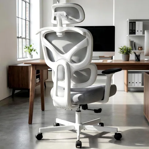 Vista 11 de AreShark Silla ergonómica de oficina – Silla de escritorio de malla transpirable con respaldo alto con soporte lumbar y reposacabezas ajustable