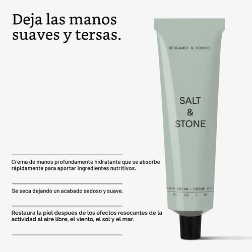 Vista 5 de Salt & Stone Crema de manos para mujeres y hombres, bergamota e hinoki, hidrata, nutre y suaviza la piel, restaura las manos secas y agrietadas