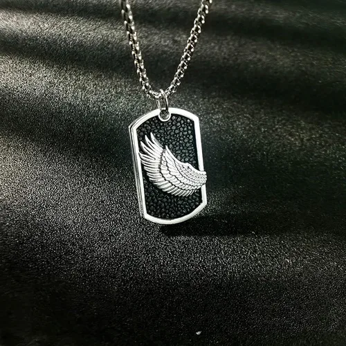 Vista 4 de DOHAOOE Hip Hop - Collar con colgante punk para hombres y mujeres, cadena de acero inoxidable de plata y acero de titanio, Acero de titanio, Acero