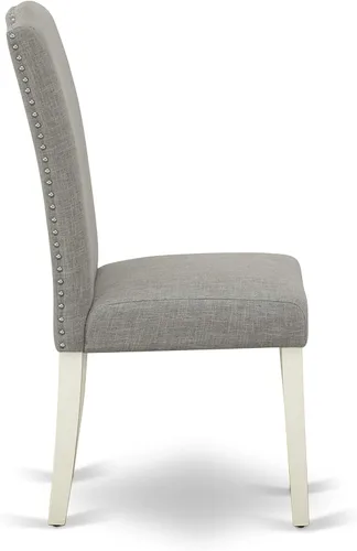 Vista 10 de East West Furniture 1NDEN3-LWH-06 - Juego de mesa de comedor de 3 piezas que contiene una mesa rectangular con gotas y 2 sillas tapizadas de tela