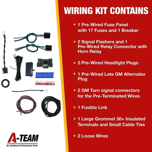 Vista 5 de A-Team Performance 21 ARNÉ DE CABLEADO UNIVERSAL PARA CIRCUITO ESTÁNDAR CON CABLEADO NUEVO XL STREET ROD FUERZA DE AUTO CALIENTE
