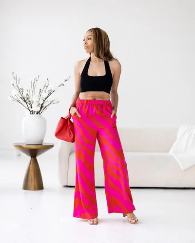 Vista 4 de The Drop Pantalón con estampado de cebra rosarojo para mujer de victoriouslogan