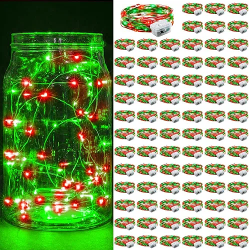 Vista 23 de Paquete de 6 luces de hadas a pilas con temporizador remoto, 8 modos de iluminación, 7 pies, 20 luces LED impermeables para Halloween, Navidad