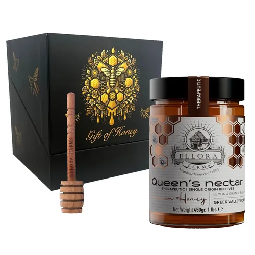 Vista 9 de Ellora Farms Miel griega DOP de una sola finca, miel de pino y tomillo sin filtrar, paquete de regalo con gota, reserva de apicultores, cruda y sin