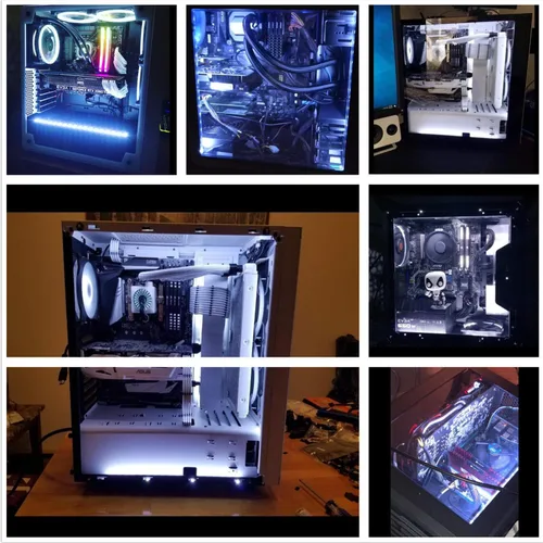Vista 2 de DS - Tira de luz LED blanca para PC con parte trasera magnética, conector Molex, paquete de 2 tiras LED para kit de iluminación de carcasa de PC