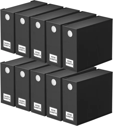 Vista 23 de SpaceAid Paquete de 2 Organizadores y Almacenamiento de Sábanas, Organizador de Sábanas Plegable para Armario de Ropa Blanca, Carpeta Guardadora