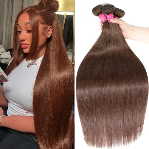 Vista 27 de YISEA Paquetes de cabello humano liso con cierre de encaje (12 14 16+10 cierre) Paquetes de cabello humano 3 con cierre de encaje 4x4 100%