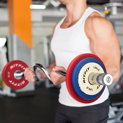 Vista 6 de RitFit Fractional Weight Plates, Rubber Coated Color Coded for Home Gym Rubber Coated with ±10g Accuracy, Color Coded for Quick ID, Progressive