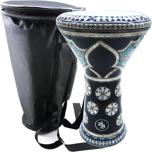 Vista 19 de La Darbuka Doumbek egipcia de 17" de Zaza Percussion con madreperla (Black Master)