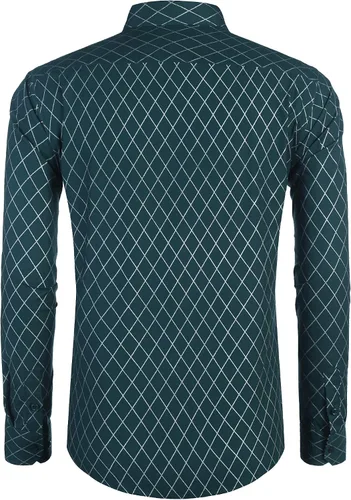 Vista 3 de COOFANDY - Camisa de vestir de negocios para hombre de manga larga, ajustada, informal, con botones