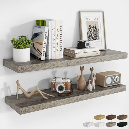 Vista 83 de RICHFOCUS Estantes flotantes de 8 pulgadas para estantes cuadrados de pared para dormitorio, cocina, baño, estante flotante de madera rústica