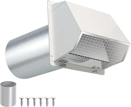 Vista 9 de Cubierta de ventilación para secadora de 3 pulgadas, rejilla de ventilación de pared con pantalla y amortiguador, cubierta de ventilación exterior