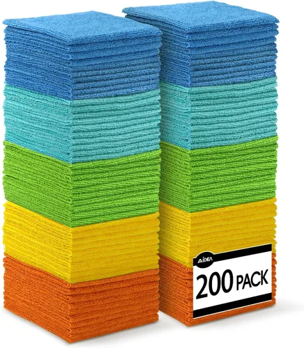 Vista 14 de AIDEA Microfiber Cleaning Cloth Blue-50PK, Soft Absorbent Shop Rags, Microfiber Towels for Cars, Kitchen Towels, Dusting Cloth for Home, Window