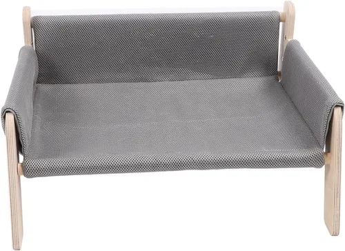 Vista 4 de Cat Hammock, High Strength Pine Wood Minimalist Design Elevated Multifunctional Cat Furniture, Elevated Bed with for Cats Kittens and Puppies (Grey)