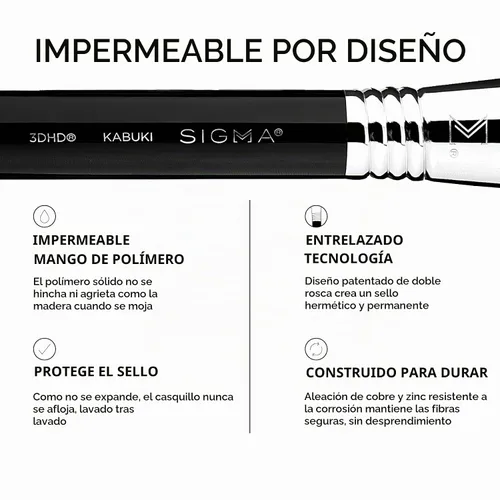 Vista 6 de Sigma Beauty Cepillo Kabuki 3DHD®, cepillo denso Kabuki para base líquida