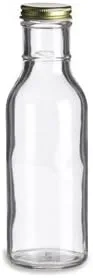 Vista 2 de Nakpunar Botellas de vidrio vacías de boca ancha de 12 onzas de 8.5 fl oz para aceite, salsas, leche, agua, bebidas (6, plástico negro)