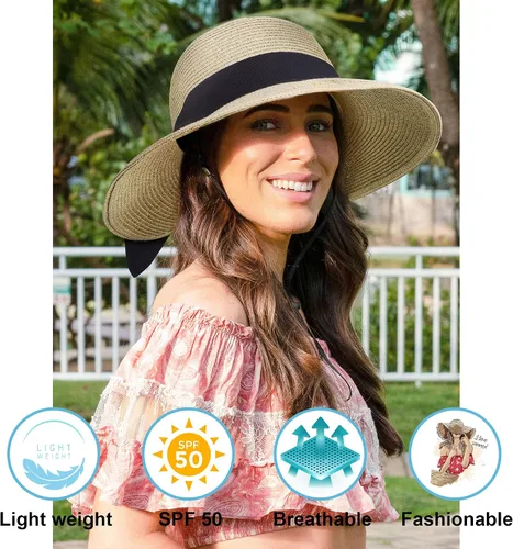 Vista 5 de Verabella - Sombreros de sol para mujer ligeros, plegables y fáciles de empacar para playa, FPU 50+