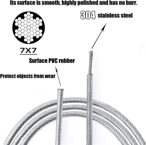 Vista 3 de Cable de seguridad para luces de escenario, 110 libras, 176 libras, cuerda de seguridad de acero inoxidable de 31.5 pulgadas para iluminación