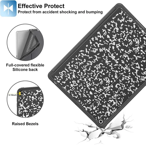 Vista 5 de Supveco Funda para iPad de 9ª/8ª/7ª Generación 10.2 pulgadas (Modelo 2021/2020/2019) con Soporte para Lápiz, Funda Folio Premium con Soporte