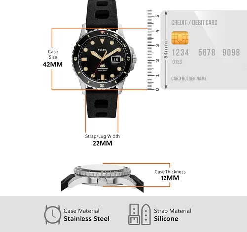 Vista 5 de Fossil Reloj casual de cuarzo azul para hombre inspirado en buceo