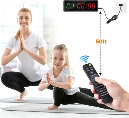 Vista 5 de Reloj temporizador de gimnasio mejorado para Tabata/FBG/EMOM – Gran intervalo digital de entrenamiento para entusiastas del fitness, cuenta