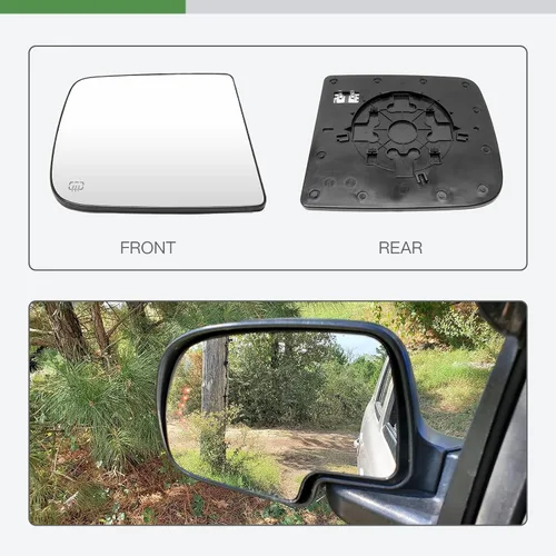 Vista 3 de SCITOO Espejo retrovisor lateral de vidrio para pasajero derecho para 2010-2019 para Dodge RAM 1500 W/Cromado calefactable, espejo exterior
